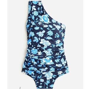 J. Crew Ruched one-shoulder one-piece in midnight-blue floral woman’s Swimsuit 8